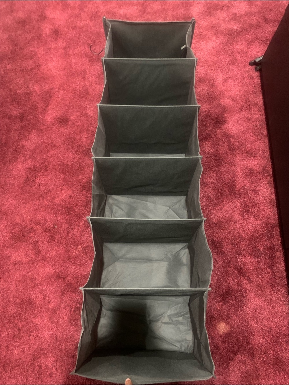 Black Hanging Closet Organizer with Six Fabric Cubes